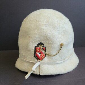 Vintage Adolfo II Cloche Rabbit Fur Hat 50s 60s Cream Off-white La Scala